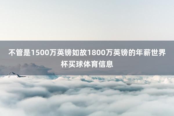 不管是1500万英镑如故1800万英镑的年薪世界杯买球体育信息
