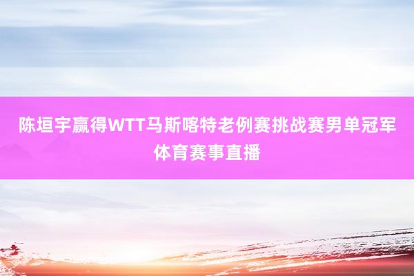 陈垣宇赢得WTT马斯喀特老例赛挑战赛男单冠军体育赛事直播