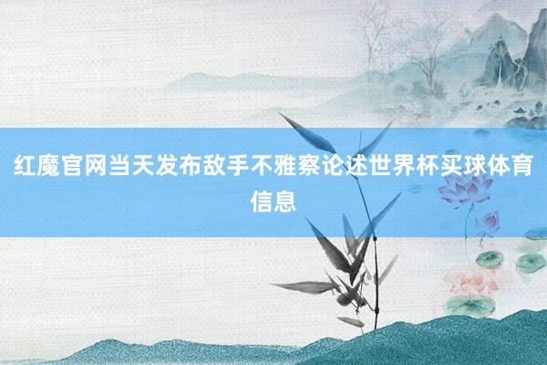 红魔官网当天发布敌手不雅察论述世界杯买球体育信息