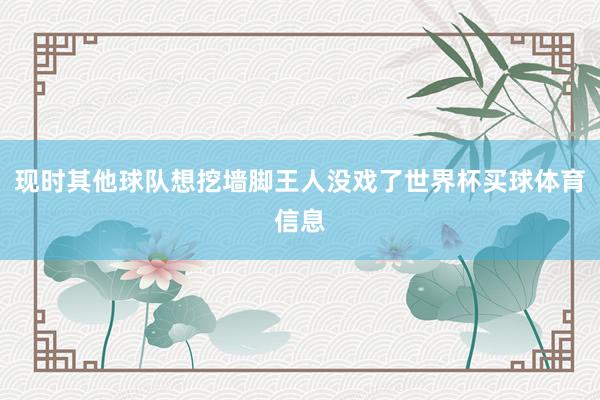 现时其他球队想挖墙脚王人没戏了世界杯买球体育信息