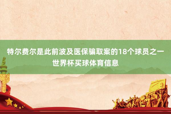 特尔费尔是此前波及医保骗取案的18个球员之一世界杯买球体育信息